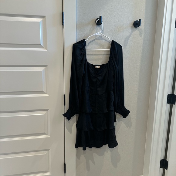 EUC Altar’d State Brand Layered Ruffle Long Sleeve Black Dress LBD Size XL - Picture 7 of 14
